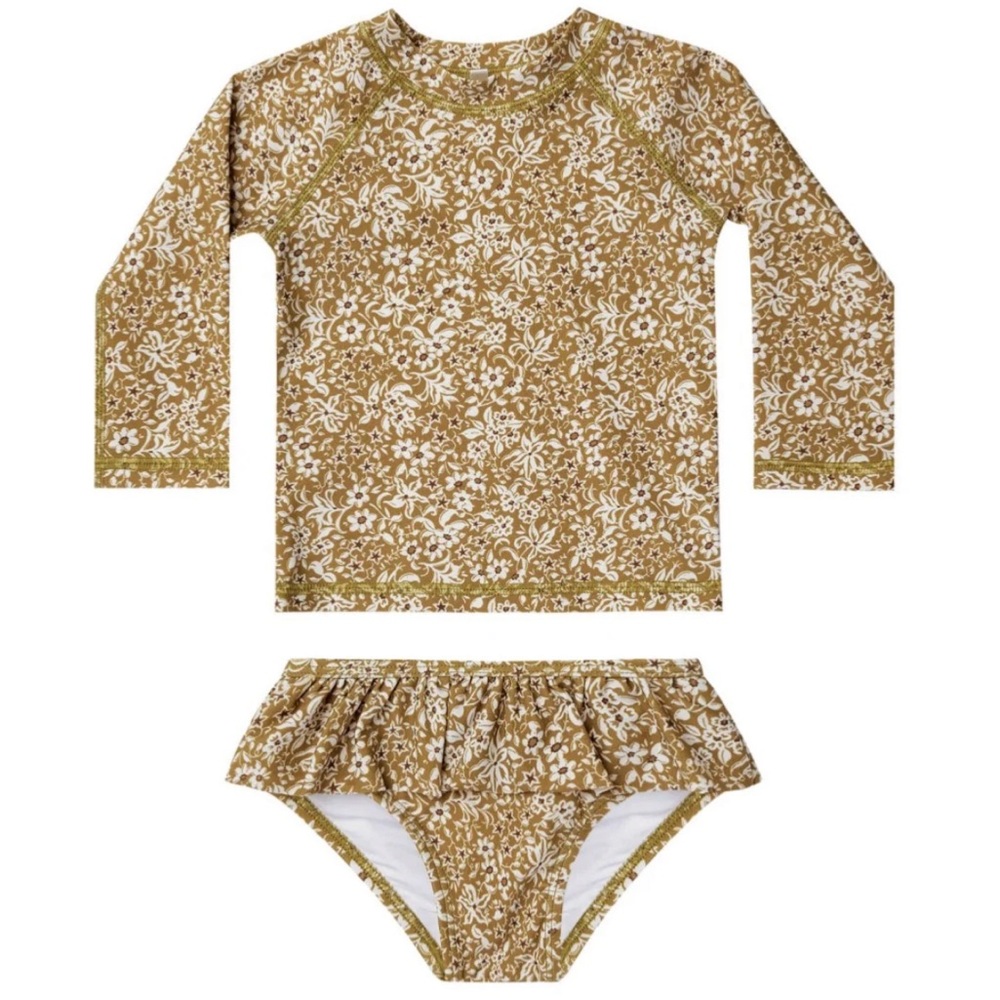 Rylee + Cru Golden Ditsy Rash Guard Girl Set 18-24m